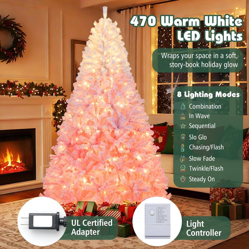 Costway 5/6/7/8 FT Artificial Christmas Tree with 180/250/350/470 Warm - See Details