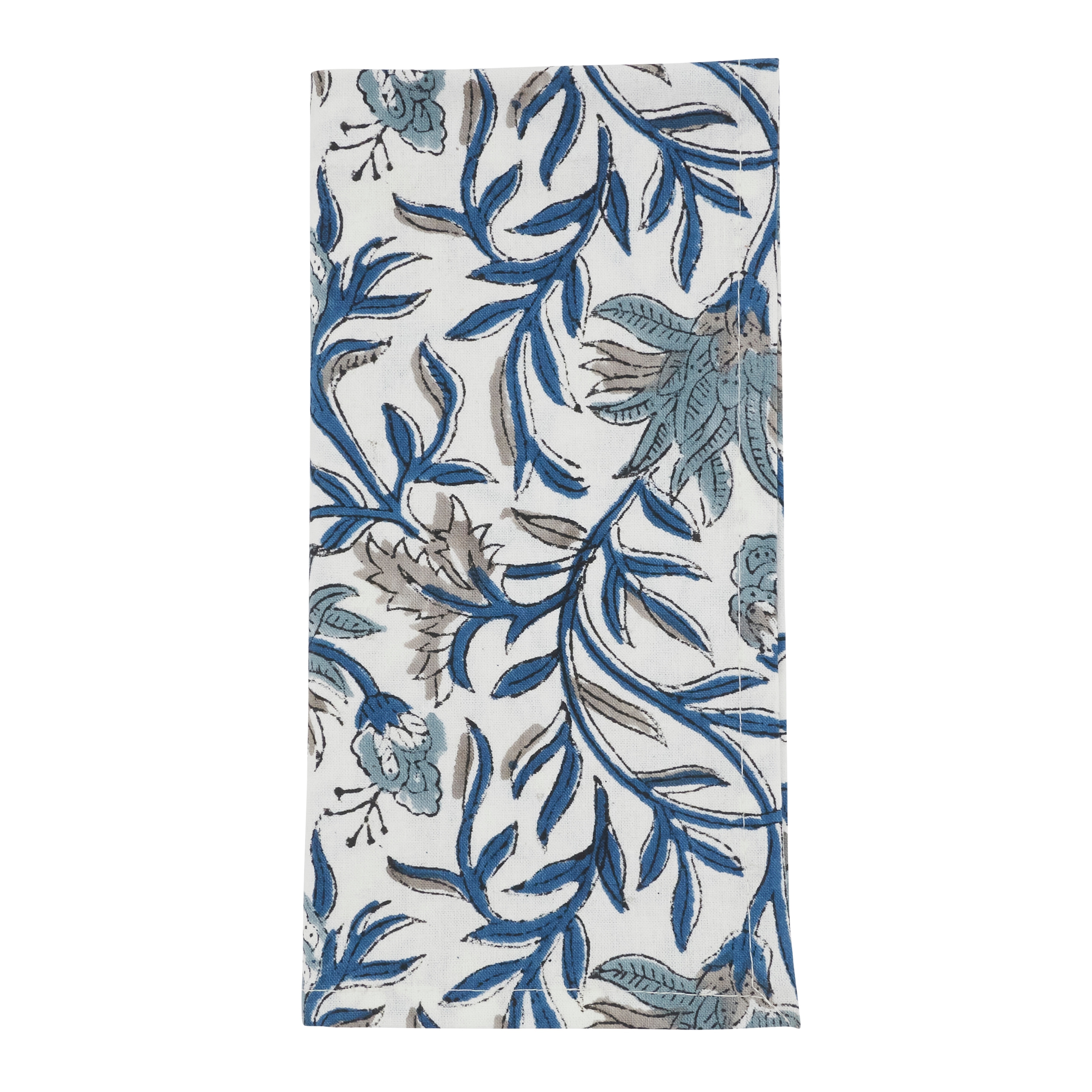Botanical Pattern Cotton Decorative Napkins (Set of 4) - Illustrated Floral Design for Dining and Entertaining, 20"x20"