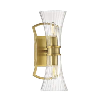 Warm Brass Two Light Wall Sconce from the Bennington Collection