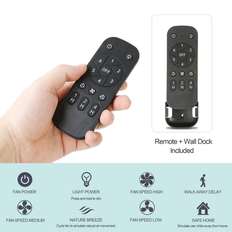 CurveCurio 42 in. Ceiling Fan with Concealable Fan Blades, 6 Fan Speed 3 Light Tone Remote Control Fan for Bedroom