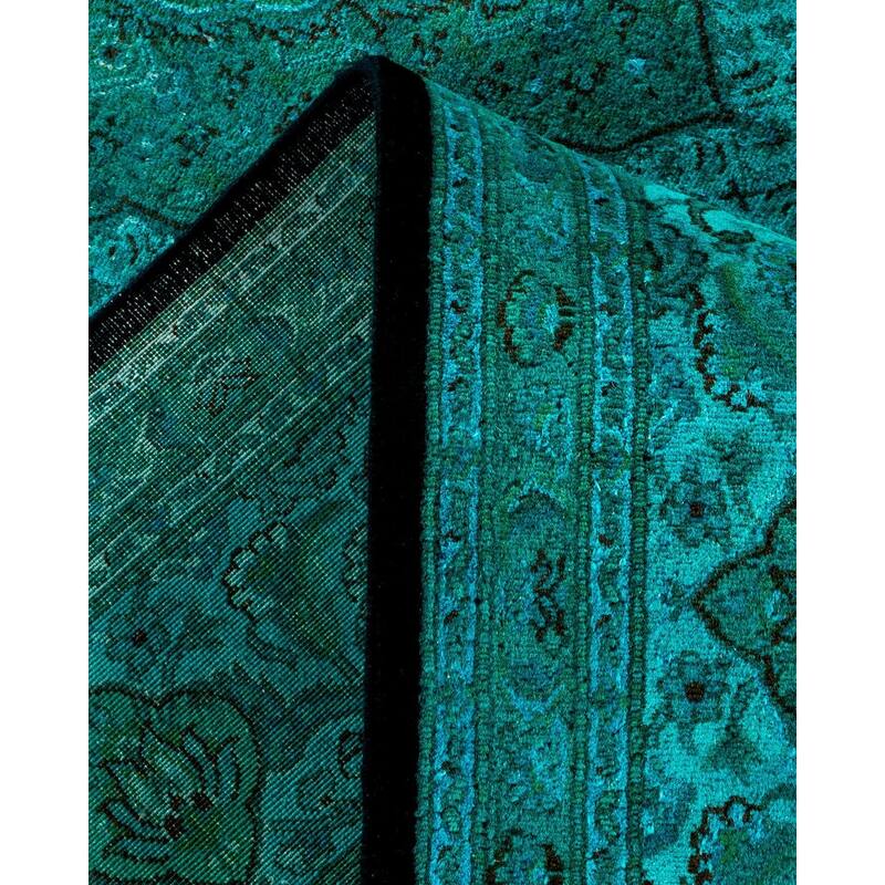 Overton Hand Knotted Wool Vintage Inspired Modern Contemporary Overdyed Blue Area Rug - 6' 6" x 10' 1"