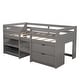 preview thumbnail 28 of 46, Wood Twin Loft Bed with 2 Shelves & 2 drawers for Bedroom(Antique Gray)