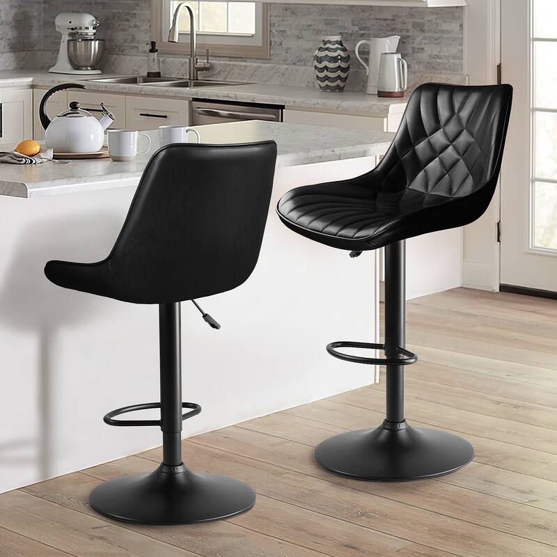 BOSSIN Bar Stools,Counter Heigh Faux Leather Adjustable Bar Stools with Back, Dining Chair
