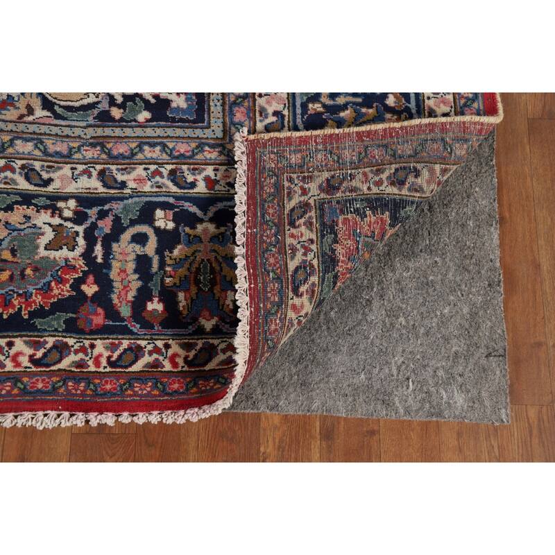 Signed Mashad Vintage Persian Area Rug Handmade Wool Carpet - 8'3" x 11'3"