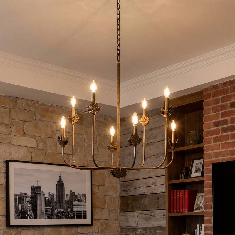 8-Light Rustic Industrial Chandelier with Adjustable 60'' Chain