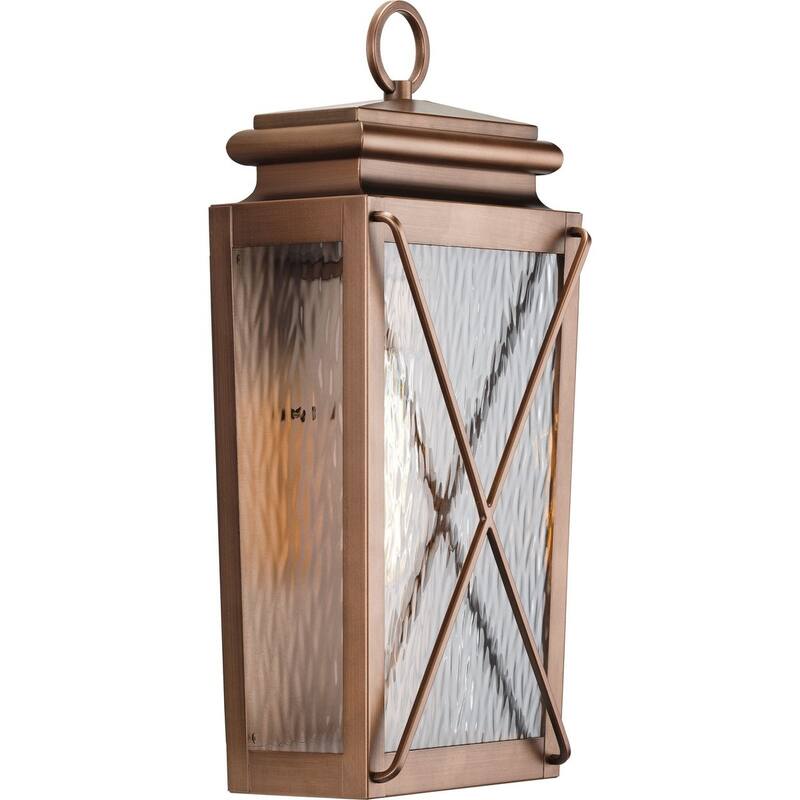 Wakeford Collection 1-Light Antique Copper Clear Water Transitional Outdoor Medium Wall Lantern Light - 10 in x 6.75 in x 21.5 in