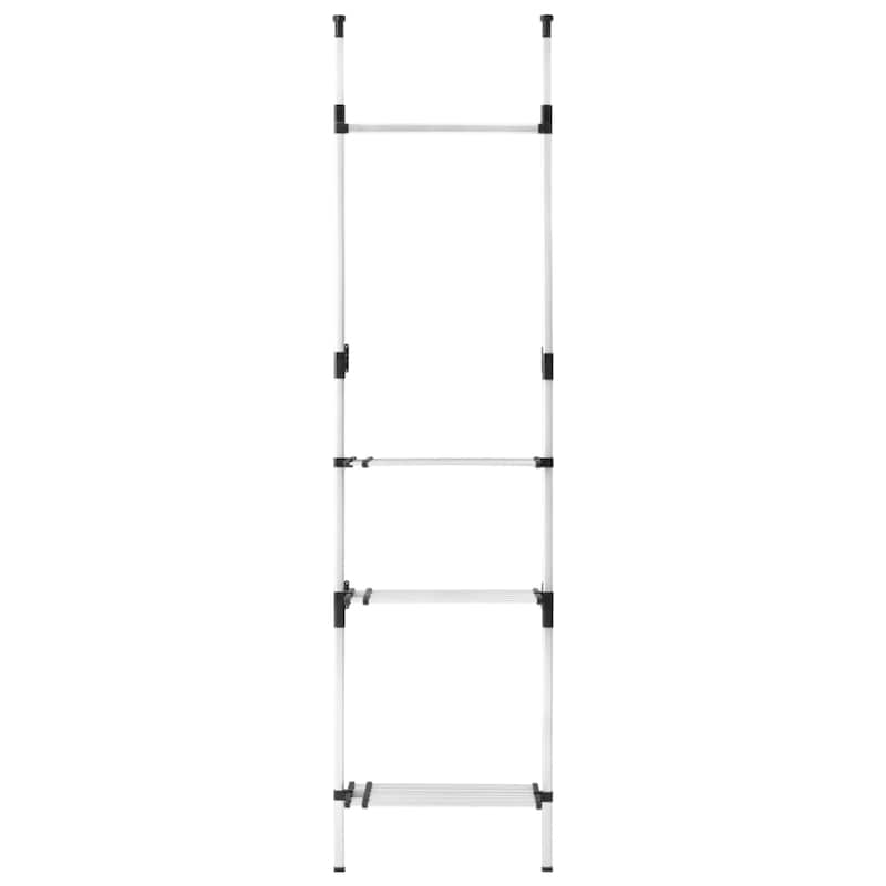 vidaXL Telescopic Wardrobe System with Rods and Shelf Aluminum - 27.6"-45.3" x 15.7" x 98.4"-118.1"