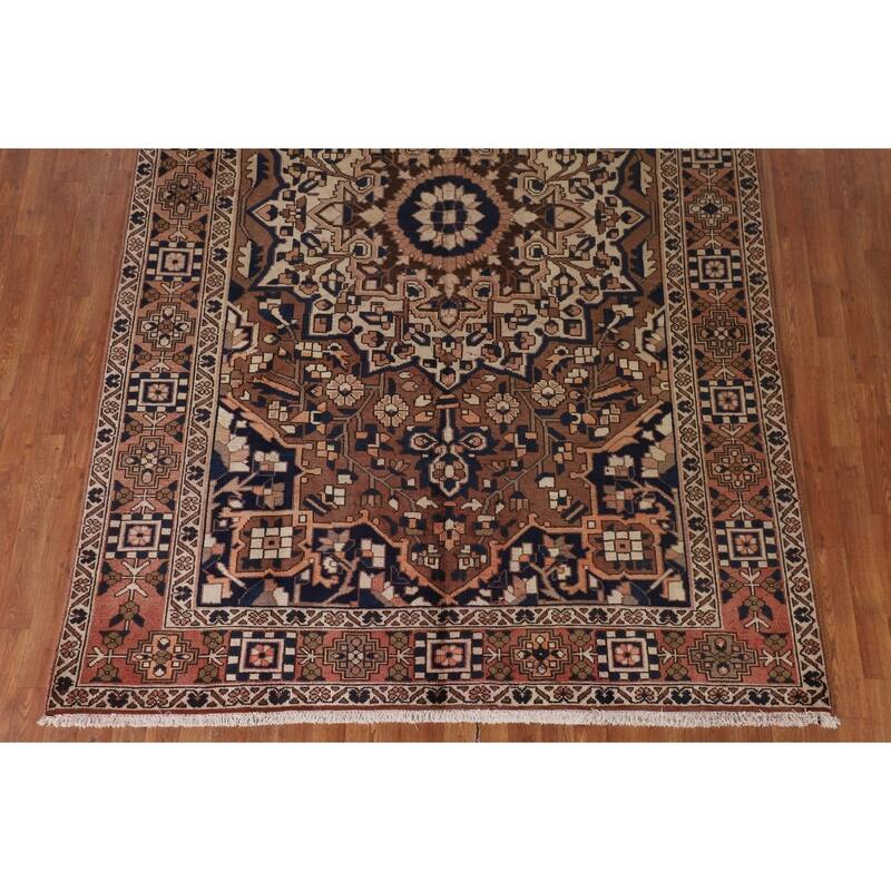 Brown Bakhtiari Persian Vintage Area Rug Hand-Knotted Wool Carpet - 6'6"x 10'1"