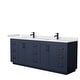 preview thumbnail 54 of 114, Miranda Double Vanity Set, Cultured Marble Top, No Mirror 84-Inch Double - Dark Blue, Black Trim, White Cultured Marble Top