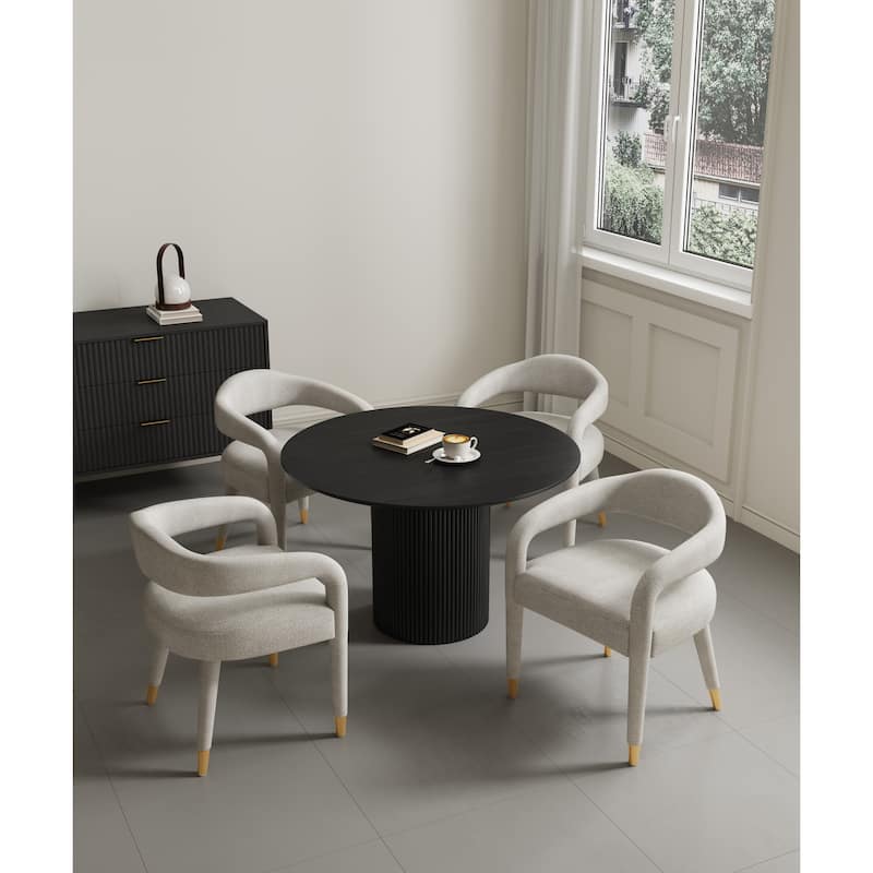 Manhattan Comfort 5-Piece Hathaway Modern 47.24 Solid Wood Round Dining Set - Black Grey - Set of 5
