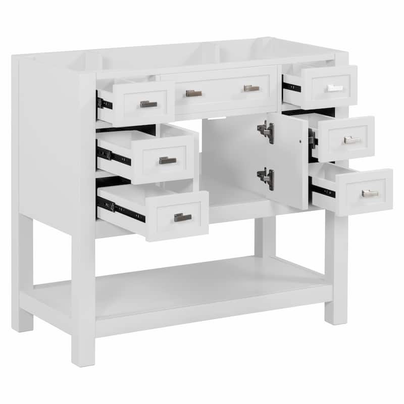 Modern Bathroom Vanity Base with 2 Soft Closing Doors and 6 Drawers (NOT INCLUDE SINK)