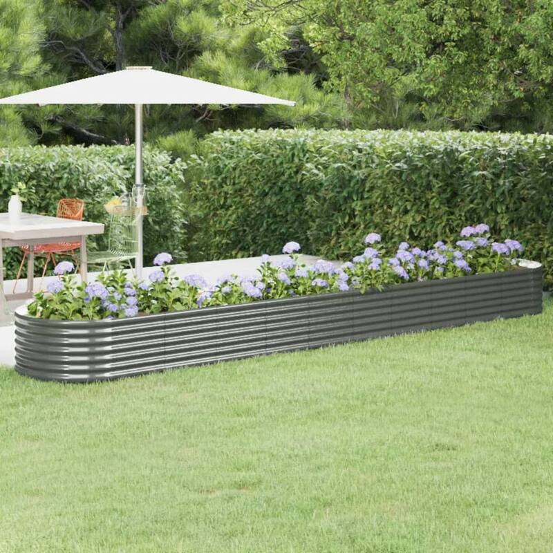 vidaXL Raised Garden Bed Raised Flower Bed Galvanized Steel Outdoor Planter - 173.2"x31.5"x14.2" - Gray