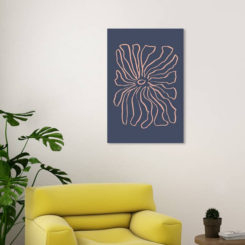 Wynwood Studio Canvas Abstract Lineal Daisy Blue and Dark Blue Modern & Contemporary Wall Art Canvas Print - 30 x 20