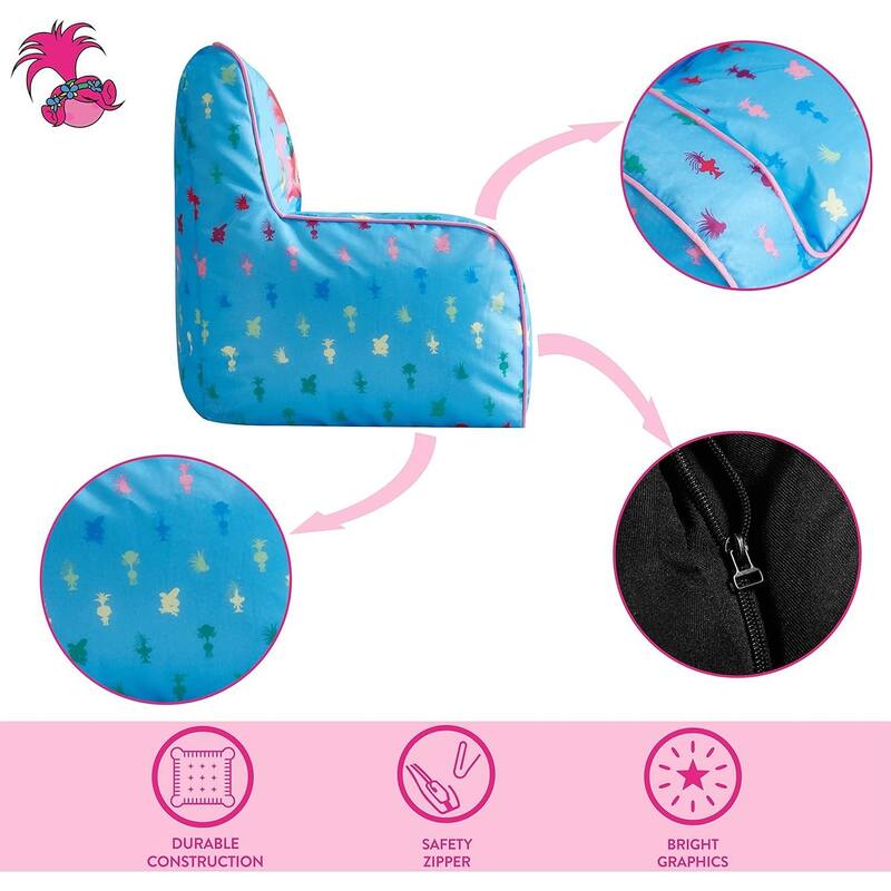 DreamWorks Trolls World Tour Kids Bean Bag Chair with Carry Handle