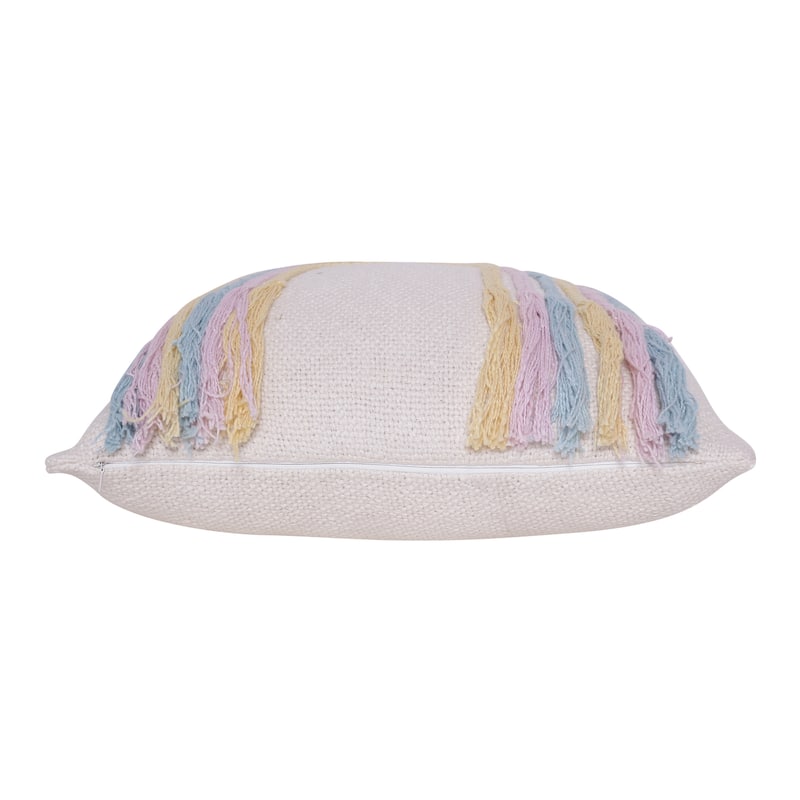 Sevita Handmade Off-White/Multi Modern Cotton Throw Pillow, 20" x 20"
