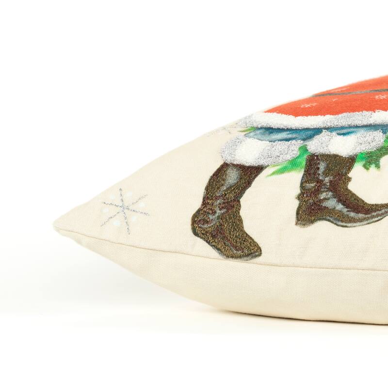 Rizzy Home Holiday Santa Snowflakes Throw Pillow Cover