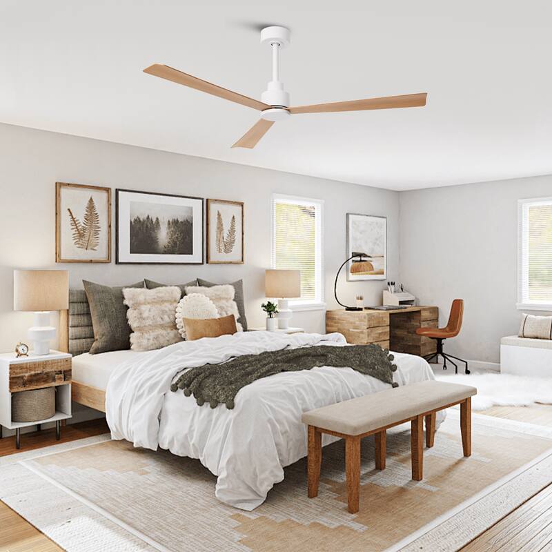 52 in. Matte Black Industrial Reversible DC Motor Ceiling Fan - 52" L x 52" W x 11.6" H