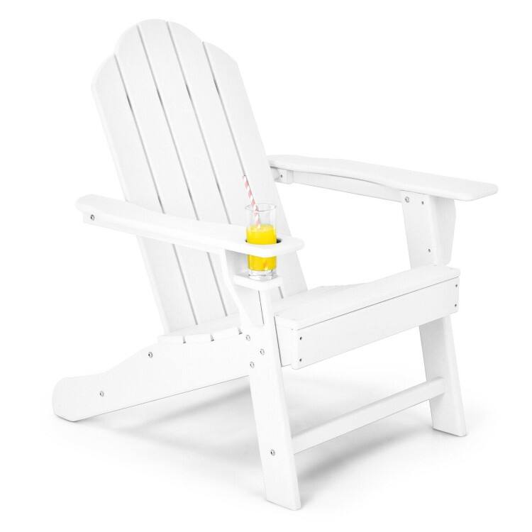 Outdoor Adirondack Chair with Built-in Cup Holder for Backyard Porch - 34" x 31" x 37" (L x W x H)