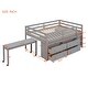 preview thumbnail 34 of 34, Twin/Full Size Low Loft Bed with Retractable Writing Desk and 4 Drawers, Wooden Loft Bed Frame w/ Lateral Portable Desk & Ladder