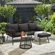 preview thumbnail 10 of 52, EROMMY 3-Piece Patio Conversation Set with Glass Table & 2 Armchairs, Seat Cushions