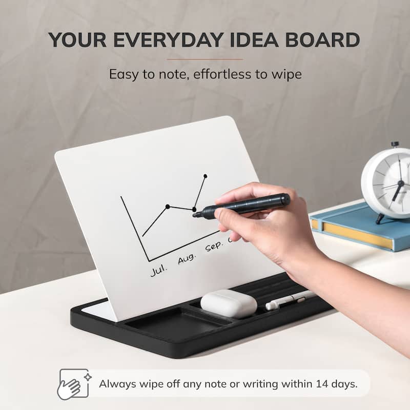 Jani Wooden Desk Organizer with Magnetic Whiteboard - Solid Wood, Hidden Storage & Anti-Skid Base for Home, Office & Workspaces