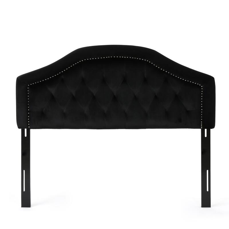 Roomfitters Adjustable Fabric Headboard for Queen and Full Size Bed with Nailhead Trim