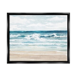 Stupell On The Shore Beach Waves Framed Floater Canvas Wall Art Design ...