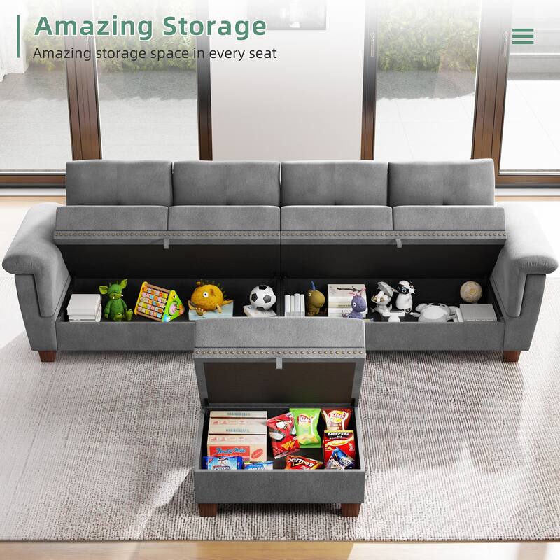 108'' Convertible Sectional Sofa with Seat Storage