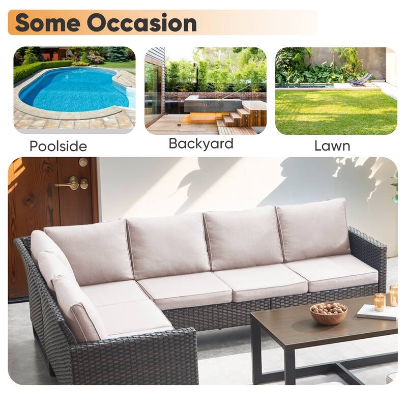 Wicker Patio Conversation Set with Fire Pit Table
