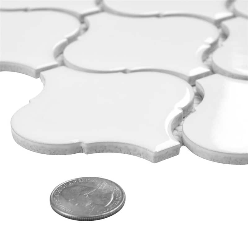 Merola Tile Metro Lantern Glossy White 9-1/2" x 10-3/4" Porcelain Floor and Wall Tile