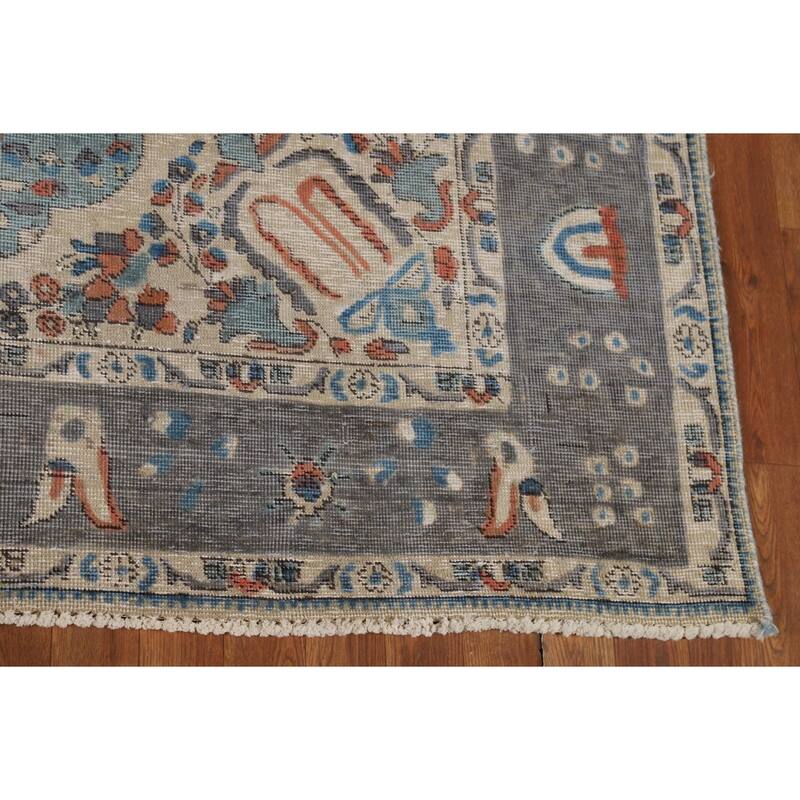 Traditional Tabriz Persian Area Rug Blue Hand-Knotted Wool Carpet - 6'5"x 9'4"