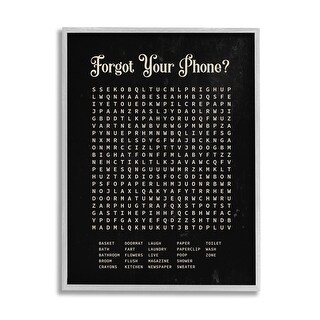 Stupell Forgot Your Phone Crossword Activity Distressed Black Framed