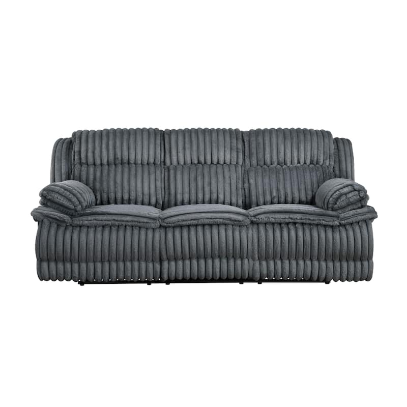 Rexy Manual Double Reclining Sofa, Textured Dark Gray Corduroy 95 Inch