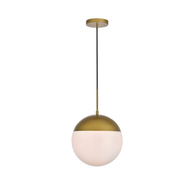 Frosted White Glass 1-light Pendant - Brass
