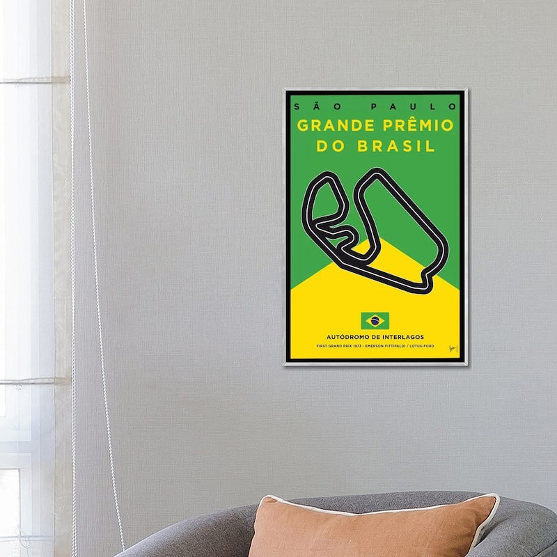 iCanvas "F1 Interlagos Track Minimal Poster" by Chungkong Framed