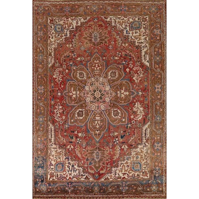 Heriz Persian Vintage Area Rug Handmade Wool Carpet - 7'7"x 10'6"