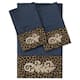 Authentic Hotel and Spa 100% Turkish Cotton April 3PC Embellished Towel Set - Midnight Blue
