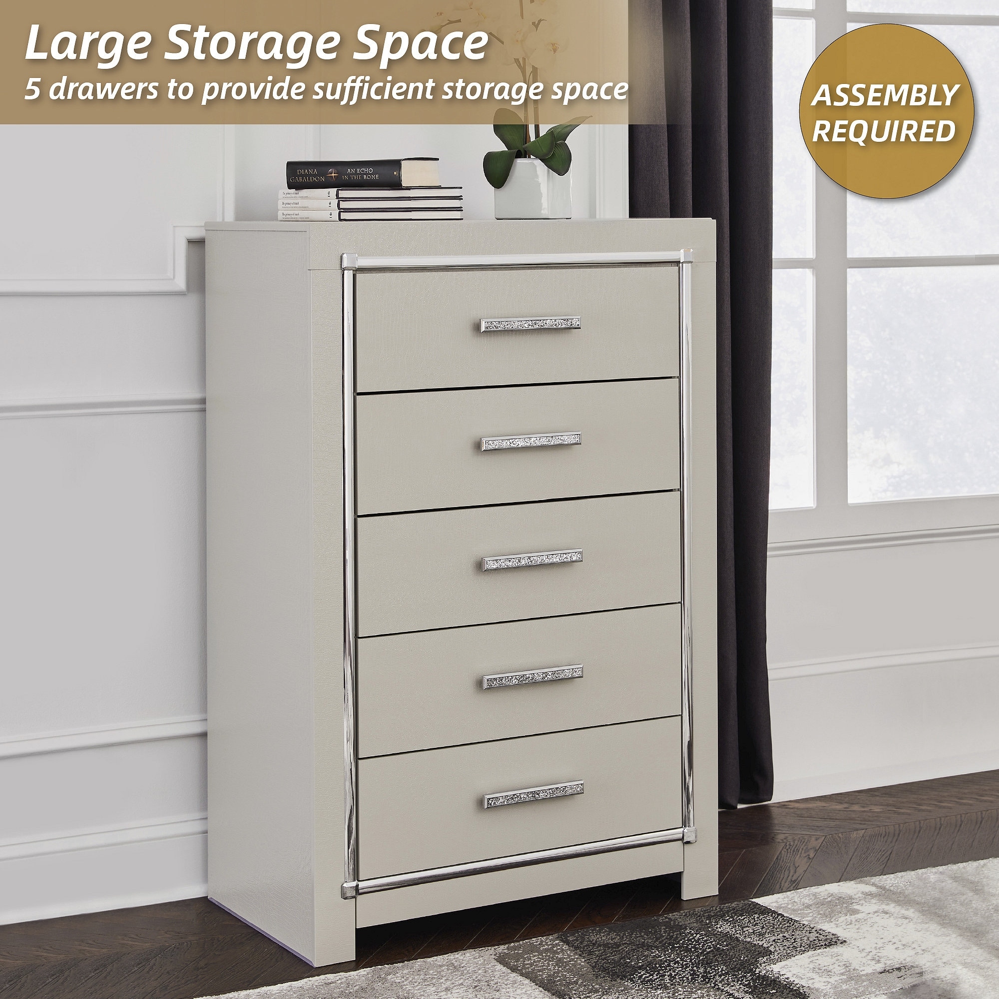 Signature Design by Ashley Zyniden Silver Chest of Drawers - Bed