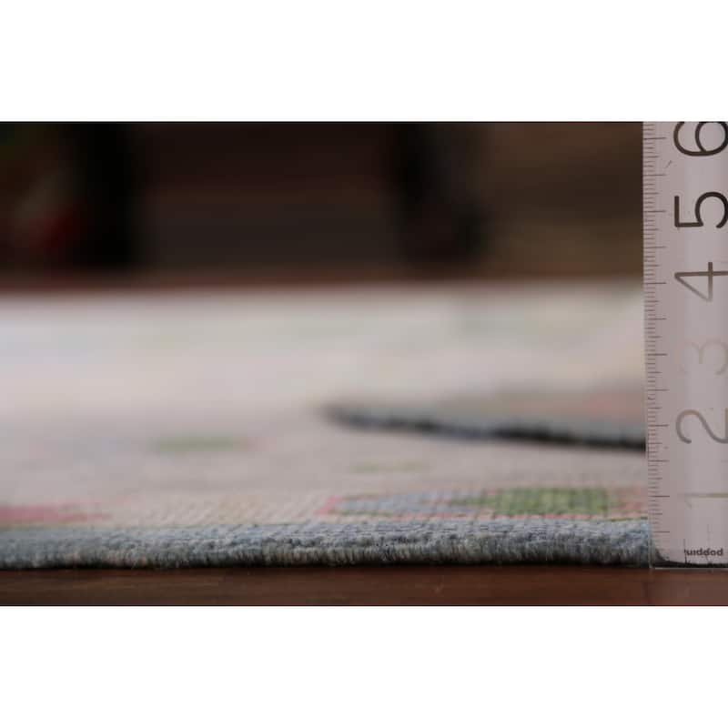 Hand Knotted Oriental 100% Wool Carpet Transitional Geometric Navy Blue & Blues Oushak Area Rug - 10' 10'' X 8' 6''