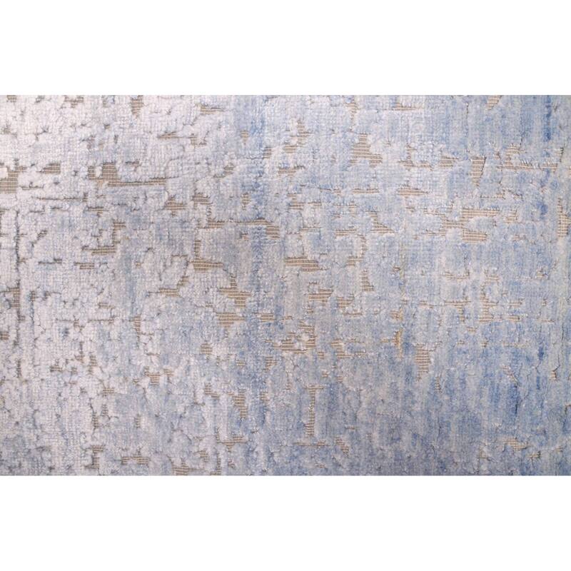 ECARPETGALLERY Hand-knotted Legacy Light Denim Blue Silk, Wool Rug - 2'6 x 8'11