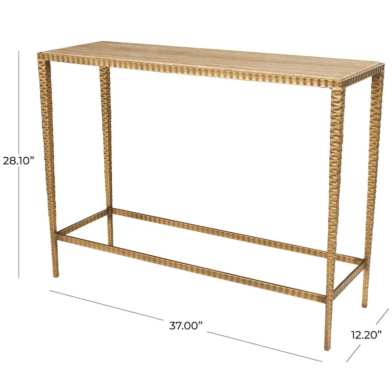 Marble Console Table with Gold Metal Legs - Gold - Roche River Decor - 12"W x 37"L x 28"H