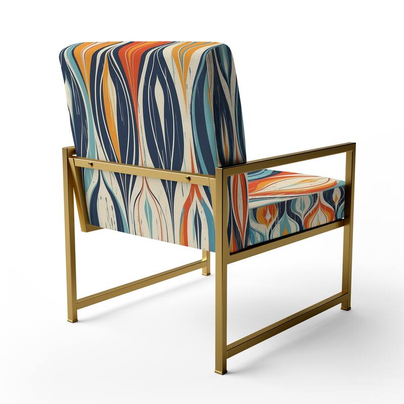 Designart "Orange and Blue Botanical Symphony III" Upholstered Abstract Accent Chair and Modern & Contemporary Arm Chair