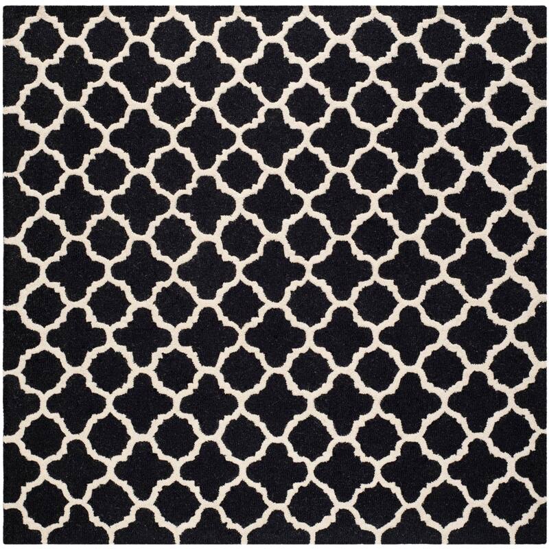 SAFAVIEH Handmade Cambridge Touria Modern Moroccan Wool Rug - 6' Square - Black/Ivory