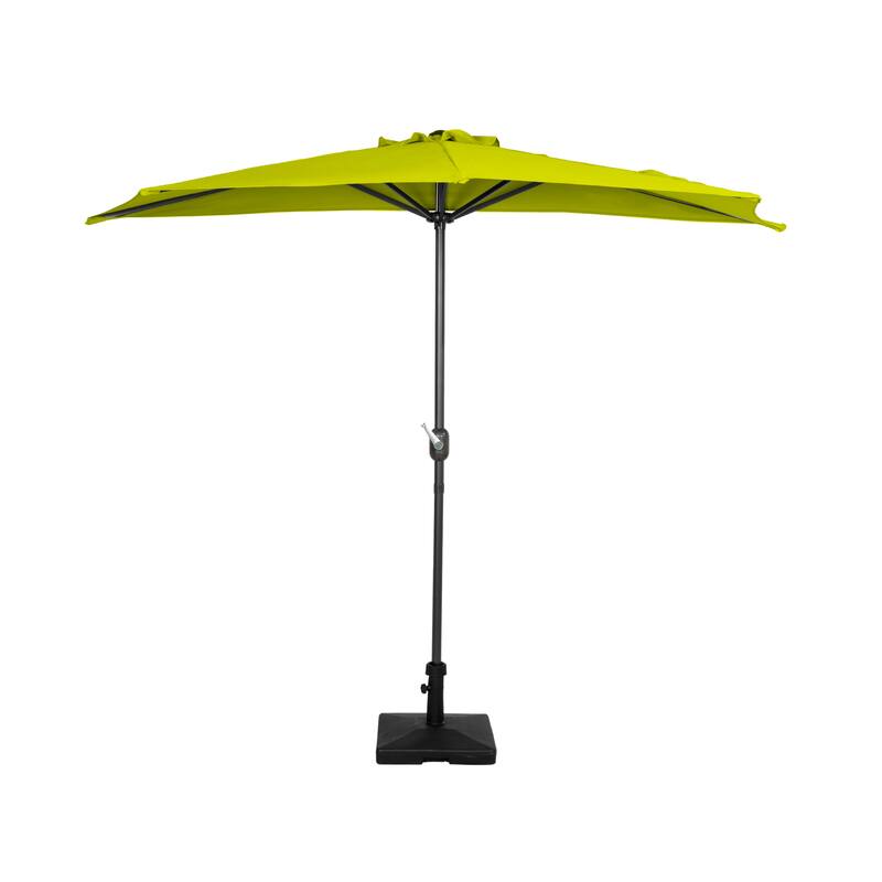 9 ft Half Market Umbrella With Heavy Duty Concrete Base Stand