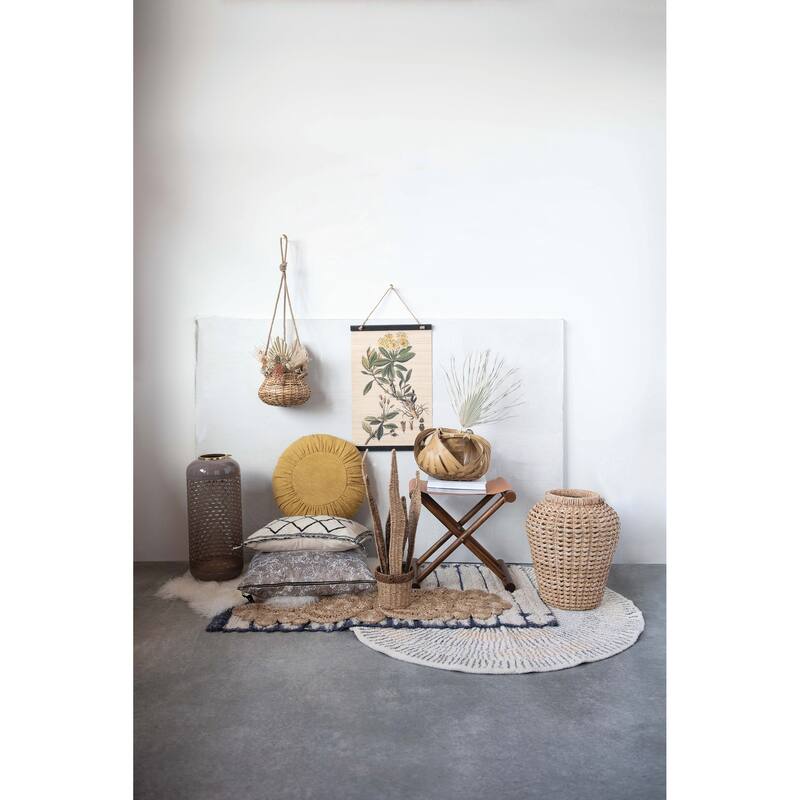 Handwoven Jute Table Runner with Lace-Style Pattern - 46.0"L x 16.0"W x 0.1"H