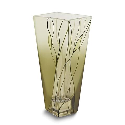 Curata Evergreen Handcrafted 8 Inch Crystal Square Vase