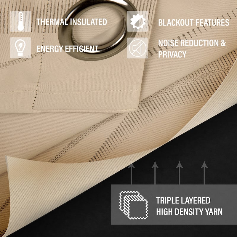 InStyleDesign 56"W x 63"H Premium Heavyweight Grommet Curtain (1 Panel) - Bleeker Beige