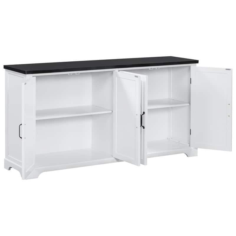 Rustic Wooden Sideboard - Pine Doors & Legs, 4 Metal Handles - Hallway, Entryway, Living or Dining Room