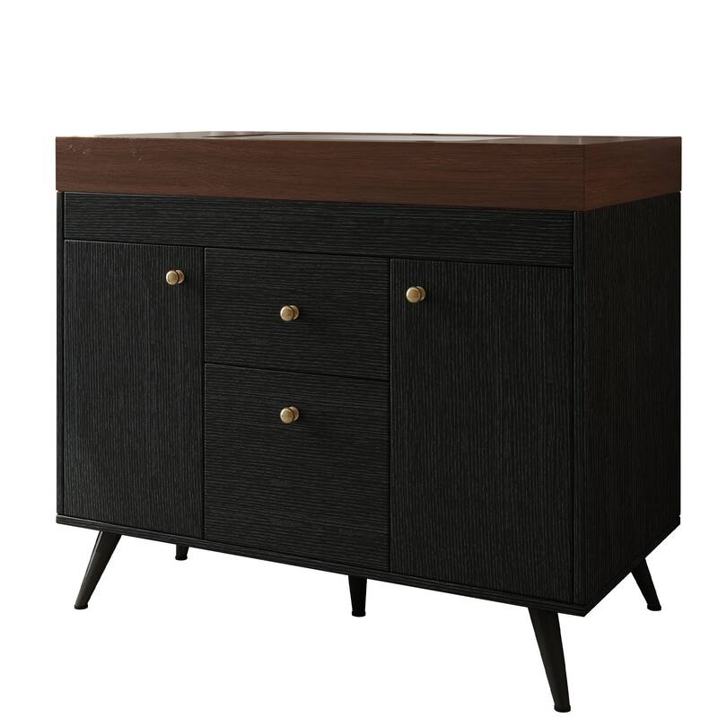 36" Modern Freestanding Bathroom Vanity with Sintered Stone Top, Ceramic Sink & Smart Storage