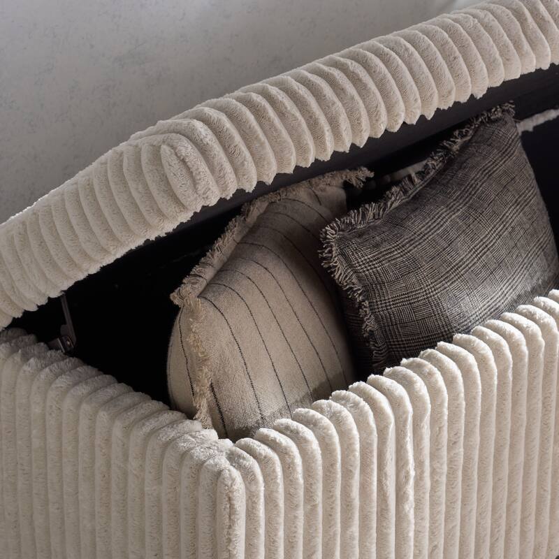 SAFAVIEH Couture Lynzie Plush Corduroy Storage Bench - 55"W x 21"D x 19"H